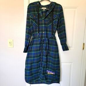 Teenie Weenie Tartan Plaid Hooded Button Tie Robe Dress Kate & Love 97 OS M/L